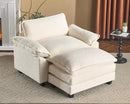 Karl home Oversized Accent Chair Teddy Fleece Sofa with Chaise, Modern Sofa Chair with Removable Ottoman Modular 1-Seater Couch and 2-Layer Ottoman for Living Room, Apartment, Studio, Beige by CozyNest Decor