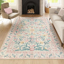 Wonnitar Washable Area Rug 6x9, Pink Floral Rugs for Bedroom Girls Soft Living Room Carpet Ultra-Thin, Boho Non Slip Non-Shedding Pastel Nursery Carpet for Kids Room Playroom Dorm by TinyTreasures Baby Boutique