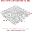 Favoyard Outdoor Chair Cushion 24 x 24 x 4 In Waterproof Pattern Fade Resistant Cushions for Patio Furniture with Removable Cover Attach Straps 28D Foam Insert Cushions Pads for Seat Sofa Couch 2 Pack by GreenHaven Gardens