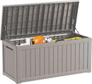 270 Gallon Outdoor Storage Box Waterproof Lockable Resin Deck Box Large, Patio Storage Bin for Pool Accessories Cushion Furniture, Garden Tools, UV-Resistant Outside Delivery Grey by GreenHaven Gardens
