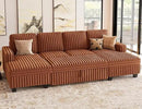 Belffin Modular Sectional Sleeper Sofa with Pull Out Couch Bed Corduroy Double Chaise with Storage Brick Red Couch by CozyNest Decor