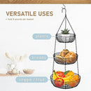 CAXXA 3-Tier Hanging Basket Fruit Organizer Kitchen Heavy Duty Wire Organizer with 2 Free Bonus Metal Ceiling Hooks, Black by CozyNest Decor