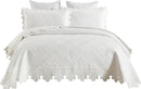 MarCielo 3-Piece 100% Cotton Oversized Bedspread Lightweight Quilt Coverlet Embroidery Farmhouse Bedding Set (TK White, Oversized Queen (100"x106")) by CozyNest Decor
