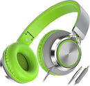 AILIHEN C8 Headphones Wired, On-Ear Headphones with Microphone and Volume Control, Corded 3.5mm Headset for Boys Girl School Smartphones Chromebook Laptop Computer Tablets Airplane Travel (Grey/Green) by TinyTreasures Baby Boutique