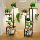 Plant Stand Indoor with Grow Light, 5-Tiered Tall Plant Stand Indoor, Metal Plant Shelf with Hanging Basket Hook and Adjustable Light, Ideal for Living Room, Garden, Patio,Brown and Black（2 pcs ） by GreenHaven Gardens
