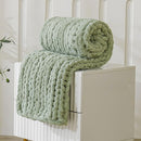 WESHIONGOO Chunky Knit Blanket Throw 40"×40" Knit Throw Blanket for Couch Bed Throw Blanket with Jumbo Chenille Yarn Thick 100% Handmade (Sage Green) by CozyNest Decor