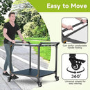 NUUK Grill Cart for Outdoor 32" x 32" Stainless Steel Pizza Oven Table with Double-Shelf Rolling BBQ Kitchen Food Prep Cart for Garden Patio by CozyNest Decor