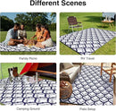 OLANLY Reversible Outdoor Rug 8x10 ft Clearance, Waterproof Outdoor Plastic Straw Rug with Interlacing Pattern, RV Mat for Patio, Camping, Balcony, Deck, Backyard, Navy & White by CozyNest Decor
