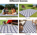 OLANLY Reversible Outdoor Rug 9x12 ft Clearance, Waterproof Outdoor Plastic Straw Rug with Interlacing Pattern, RV Mat for Patio, Camping, Balcony, Deck, Backyard, Navy & White by CozyNest Decor
