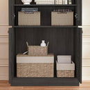 Vyre 71" Tall Farmhouse Bookshelves with Glass Doors, Large Modular Bookcase with Adjustable Shelves, Storage Cabinet for Living Room, Kitchen, Home Office, Black by CozyNest Decor