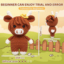 Mewaii Crochet Kit for Beginners Level 3 with 40% Extra Eco-Friendly Pre-Started Easy Yarn, Step-by-Step Video Tutorials for Adults and Kids (Hug Highland Cow) by TinyTreasures Baby Boutique