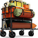 Foldable 50''L Extra Long Double Decker Wagon for Sport, 400L Collapsible Heavy Duty Wagon Cart with Big Wheels, Utility All-Terrain Large Extender Cart for Outdoors, Orange by GreenHaven Gardens