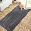 PURRUGS Dirt Trapping Door Mat 32" x 70", Non-Slip/Skid Machine Washable Entryway Rug, Dog Doormat, Super Absorbent Welcome Mat for Muddy Wet Shoes and Paws, Grey by CozyNest Decor
