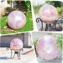 VCUTEKA Gazing Ball, Iridescent Crackled Glass Mosaic Gazing Balls Sphere for Garden Lawn Outdoor Ornament Yard Decorative, 10-Inch, Pink by CozyNest Decor