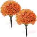 Yunlly 2 Pack 18" Artificial Boxwood Ball Bush Topiary Trees Fake Outdoor Plants, Realistic UV Resistance Faux Shrubs with Spike Greenery Topiary for Front Porch Garden Yard Patio Indoor (Orange) by GreenHaven Gardens