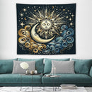 HZOHNAGO Sun Moon Tapestry Boho Golden Stars Pattern Printed Wall Tapestry Wall Hanging for Bedroom Living Room Dorm 60" W x 50" H by CozyNest Decor