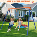 Swing Set for Backyard with Stand - Heavy Duty 440lbs Metal A-Frame Outdoor Playset with 32" Saucer Swing & 26.2" Seats by TinyTreasures Baby Boutique