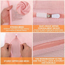 4 Piece Pink Small, Durable Organic Cotton Mesh Laundry Bag with Strong Zipper and Breathable Mesh, Delicate Laundry Bag for Underwear, Clothes, Pants and Socks by TinyTreasures Baby Boutique