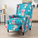 UIXE Floral Pushback Recliner Chair, Fabric Upholstered Armchair Push Back Accent Chair for Living Room, Rivet Trim Club Chair Home Theater Single Sofa Reading Seat - Peacock Blue by CozyNest Decor