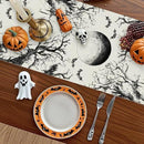 GPGHE Halloween Table Runner Black Ghost Holiday Burlap Table Decoration Indoor Outdoor Home Decor Party Supply 13 x 72 Inch by CozyNest Decor