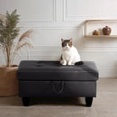 Ottoman Rectangular Storage Ottoman Bench, Faux Leather Footrest, Coffee Table, Stool Footstool with Hinged Lid for Living Room, Bedroom, Entryway, Black, 35"x23.5"x17.5" by CozyNest Decor