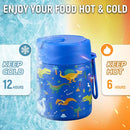 17oz Soup Thermo for Hot Food Kids Insulated Vacuum Food Jar with Stainless Steel Spoon Wide Mouth Thermo Leakproof Lunch Food Container Kids Hot Lunch Box (Blue-Dinasour) by TinyTreasures Baby Boutique
