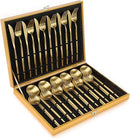 Matte Gold Silverware Set, OGORI 30-Piece Food Grade Stainless Steel Gold Flatware Set, Kitchen Utensil Set Service for 6, Tableware Cutlery Set for Home and Restaurant, Dishwasher Safe - Gift Box by CozyNest Decor