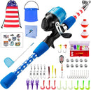 Kids Fishing Pole, Portable Telescopic Kids Fishing Poles for Boys and Girls, Fishing Rod and Reel Combo Kit with Tackle Box, and Fishing Net, Best Fishing Pole for Toddler Youth by TinyTreasures Baby Boutique
