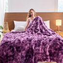 Lotus Karen Faux Fur Throw Blanket Tie-dye Violet - Big Bubble Rabbit Fluff Blanket for Couch Bed Sofa,Softest Fluffy Fuzzy Cozy Blanket,Thick Furry Plush Shaggy Warm Blankets for Women,50x60 Inches by CozyNest Decor