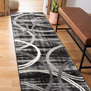 Rugshop Modern Wavy Circles Design Runner Rug 2' x 7'2" Black by TinyTreasures Baby Boutique