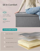 SONGMICS MAZIE Collection - 30 Inches Folding Storage Ottoman Bench, Ottoman Foot Rest, End of Bed Bench, Storage Chest, Load 660 lb, for Living Room, Bedroom, Entryway, Light Gray ULSF47G by CozyNest Decor