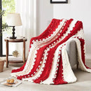 L'AGRATY Chunky Knit Blanket Throw: 72''x84'' Chenille Chunky Knitted Throw Blanket for Bed Couch - Handmade Thick Big Cable Knit Blanket - Large Chunky Crochet Blanket for Home Decor(Red White) by CozyNest Decor