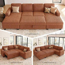 Belffin Oversized Sofa Bed Modular Sectional Sleeper Sofa with Pull Out Bed L Shaped Couch with Storage Chaise Brick Red Couch