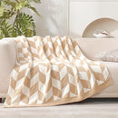 Snuggle Sac Chevron Throw Blanket for Couch, Reversible Super Soft Warm Blankets Cozy Knit Fuzzy Plush Lightweight Throws for Sofa, Bed, Camping, Beige,50x60 inches by TinyTreasures Baby Boutique
