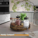 Farmhouse Oak 9" Lazy Susan Turntable Organizer for Cabinet, Round Wooden Lazy Susan Organization and Storage for Dining Table, Pantry, Kitchen, Countertop, Cupboard,Home Decor, Walnut Wood by CozyNest Decor