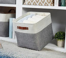 DECOMOMO Storage Cubes, 12x12 Storage Bins, Baskets for Shelves (Grey & White, Cube 12" - 4 Pack) by CozyNest Decor