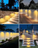 4 Pack Solar Fence Lights Waterproof, Motion Sensor Deck, Warm White LED Outside Wireless for Wall, Yard, Garden - White by GreenHaven Gardens