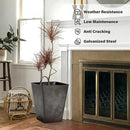 KOL 18''H. Bright Glazed Planter with Drainage Hole, Set of 2, Galvanized Steel Planter Pots for Indoor & Outdoor Use, Decorative Flower Plant Pots for Front Porch, Patio, Deck - Black by CozyNest Decor