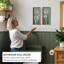 3D Floral Green Wall Art (Set of 2) Lightweight, Wooden Ready-to-Hang Boho Framed Wall Art for Bathroom, Bedroom, Living Room or Office – Premium Sage Green Farmhouse Decor – Gift-Boxed by CozyNest Decor