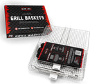 BLAZIN' GRILL Baskets for Outdoor Grill | 2 Grilling Baskets with Detachable Handle | Barbecue Grill Set with BBQ Gloves | Portable Camping Net Rack Perfect for Vegetables, Seafood & Meat by GreenHaven Gardens