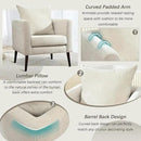 Barrel Accent Chair with Back Pillow, Large Upholstered Armchair with Solid Wood Legs Modern Reading Chairs for Living Room Bedroom by CozyNest Decor