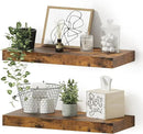 Floating Shelves for Wall, 16 inchs x 6.7” deep x 1.4” Bathroom Shelf Bedroom, Living Room, Kitchen, Farmhouse Decor, Rustic Wood Wall Shelves with Invisible Brackets - Set of 2, Rustic Brown by CozyNest Decor