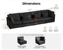 Oversized Modular Sofa, Extra Deep Cloud Corduroy Sectional Couch with Ottoman Chaise, Fluffy Chenille 4 Seater Sofa for Living Room, Villa (Basic 4 Seater, Corduroy Black) by CozyNest Decor