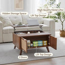 AVZEAR Lift Top Coffee Table with Storage, Mid Century Modern Coffee Table with Nature Linen Doors & Large Hidden Storage, Rounded Corners Center Table Farmhouse Coffee Tables for Living Room, Walnut by CozyNest Decor
