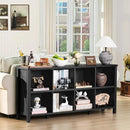 8 Cube Book Shelf, Farmhouse Wood Long Storage Organizer Bookcase, 62" Horizontal Black Console Closet Bookshelf, Hallway TV Stand for Entryway, Display Cabinet Book Case for Living Room by CozyNest Decor