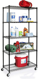 Seville Classics UltraDurable Heavy Duty NSF Solid Steel Wire Rack Storage Unit, Organizer for Garage, Warehouse, Office, Restaurant, Classroom, Kitchen, Black, 5-Tier Shelving, 36" W x 18" D by CozyNest Decor