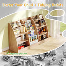 4 Tier Kids Bookshelf, 4 Layer Sling Kids Book Shelf for Kids Rooms, XXL Wood Children Bookcase,Baby Storage Book Rack,Toddler Bookshelf, Book and Toy Organizer,Book Display Shelf Burlywood by TinyTreasures Baby Boutique