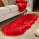 AMTOVO Faux Sheepskin Rug, Red Ultra Soft Fluffy Shag Area Rug, 2 x 6 ft Faux Fur Rug for Bedroom Sofa Throw Cushion Room Decor, Sheepskin by CozyNest Decor