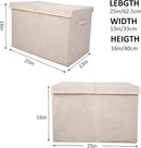 popoly 2 Pack Large Toy Box Chest Storage with Flip-Top Lid, Sturdy Kids Toy Storage Bin Boxes Container for Boys, Girls, Nursery, Closet, Bedroom, Playroom 25"x13" x16"(Linen Beige) by TinyTreasures Baby Boutique