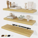 Fun Memories Floating Shelves Wall Shelf 24 inches Long, Farmhouse Bathroom Shelves Bedroom Kitchen Living Room Shelf Wall Mounted, 24 x 6.7 x 1.4 inch Set of 3, Oak Color by CozyNest Decor